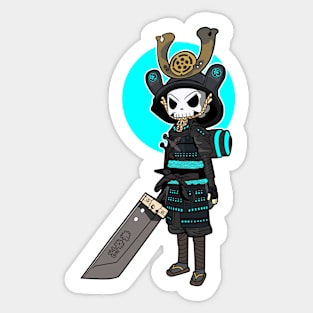 Bright Blue Skull Samurai Sticker